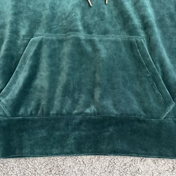 Puma Deep Green Velour Hoodie Logo Embroidered Womens S - Picture 2 of 14